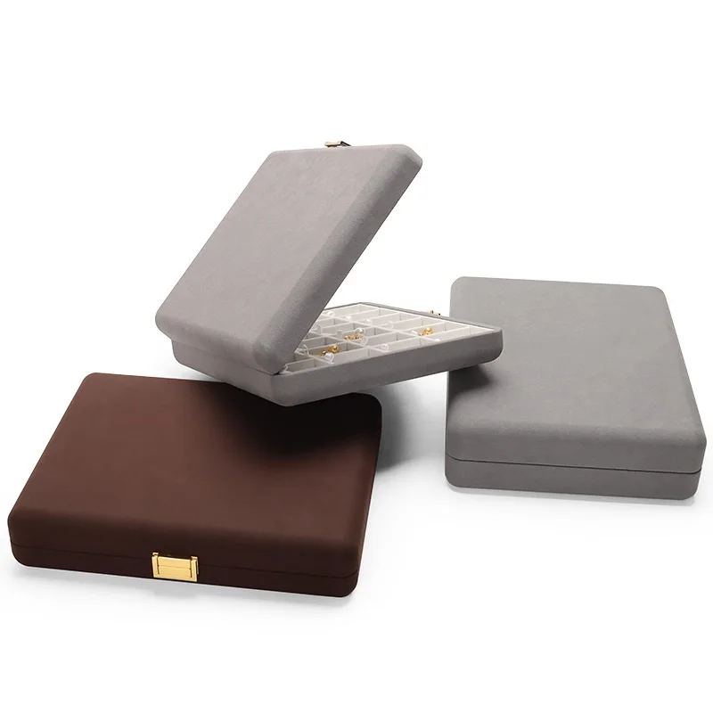 High-grade luxury microfiber jewelry box ring necklace storage box pendant double-sided jewelry gift box