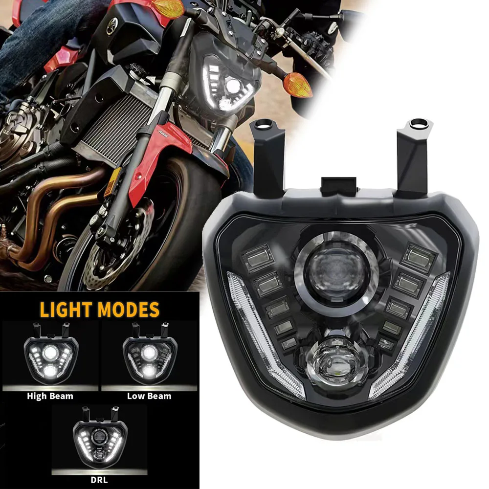 E24 Mark Motorcycle LED Headlights DRL LED projector Headlights For Yamaha MT 07 FZ07 MT07 2018 2019 Motorbike headlamp Assembly