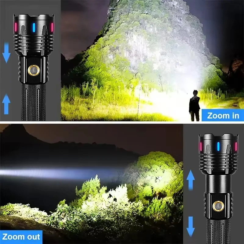 Powerful Portable Flashlight White Laser Long Shot 1500M Super Bright Rechargeable Zoomable Tactical Torch for Outdoor Fishing