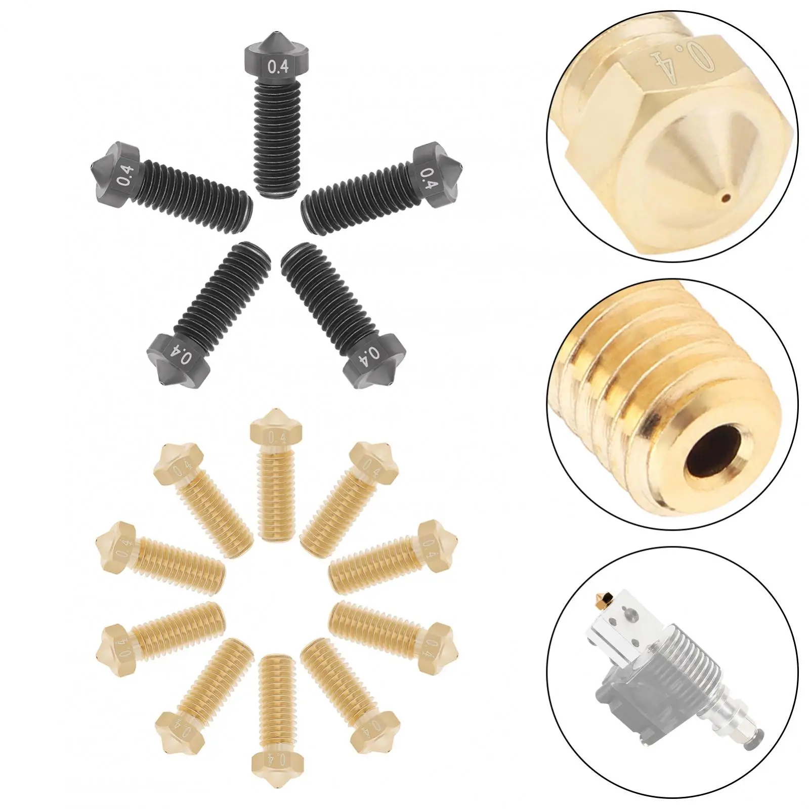 

15pcs 0.4mm 3D Printer Extruder Nozzles Fit for Makerbot / Ender 3 / CR-10 Series High Temperature Resistant MK8 Nozzle