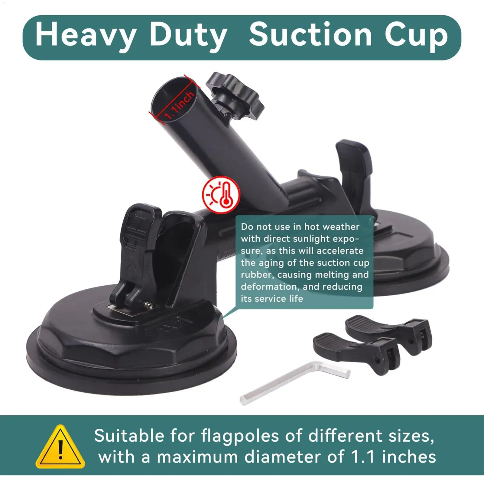 1Pcs Universal Car Exterior Suction Cup Flag Holder Flag Mount Suction Stable Holds Flags Holder For Truck Camp-er Boats - view 4