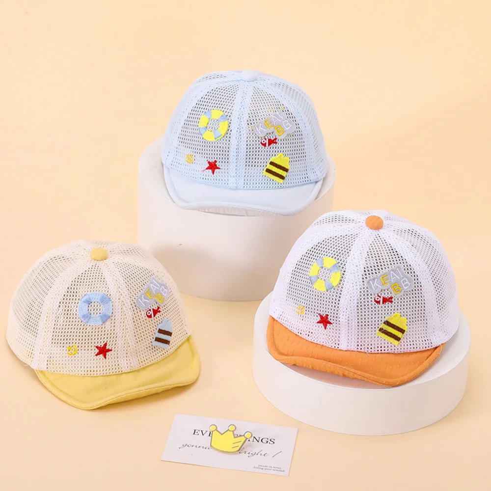 Children's Summer New Mesh Sun Protection Hats Boys And Girls Cute Thin Sunshade Windproof Peaked Caps