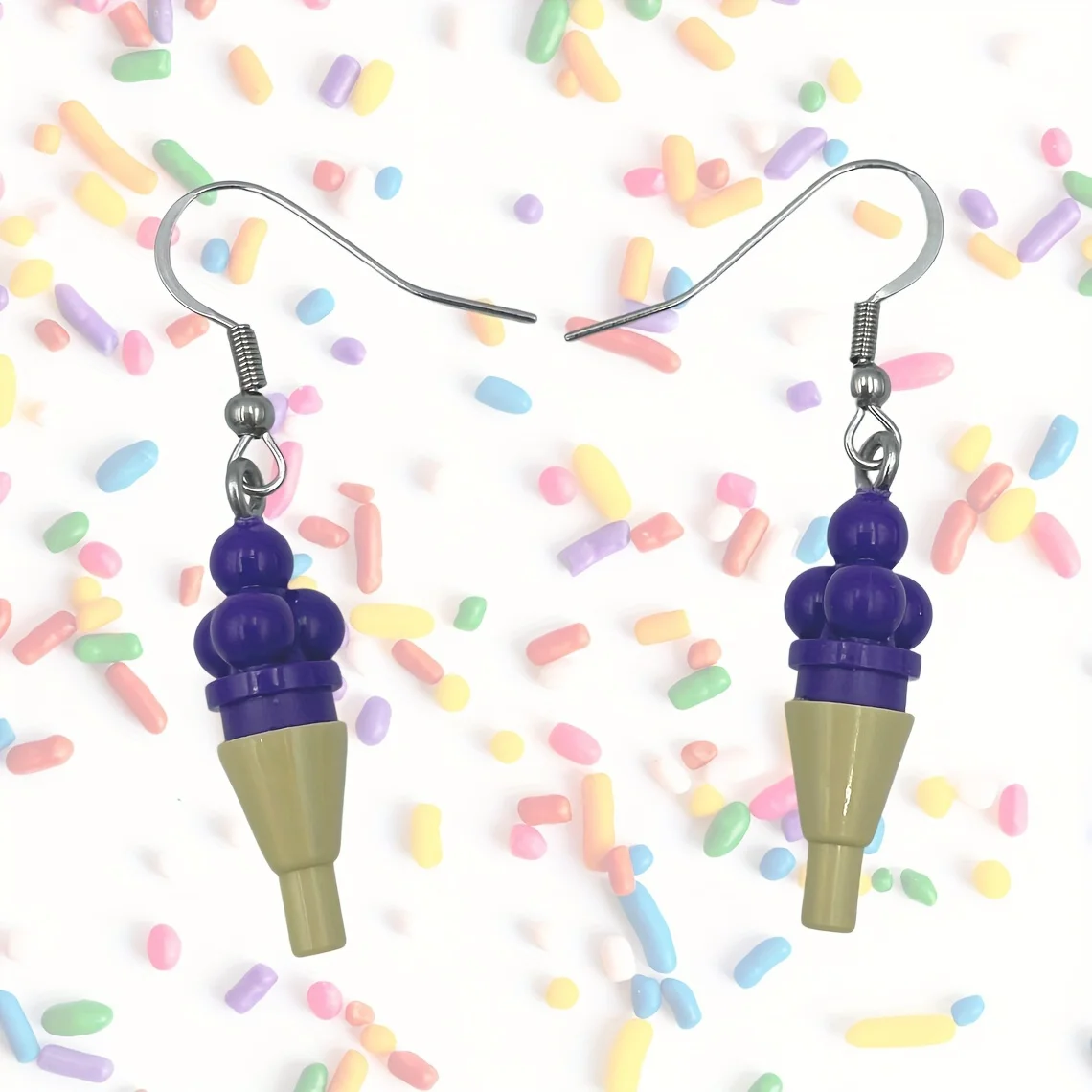 Creative Ice Cream Building Block Earrings for Women, Handmade Jewelry, Kawaii Summer Accessories, Cute Gift for DIY Lovers