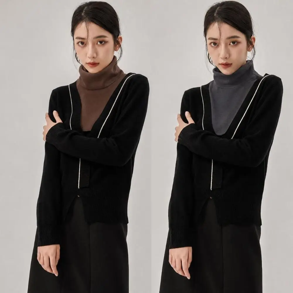 High Elastic Fake Collar Warmer Velvet Lining Detachable Neck Warmer Scarf Solid Color Warm Neck Protection Elastic Neck Cover