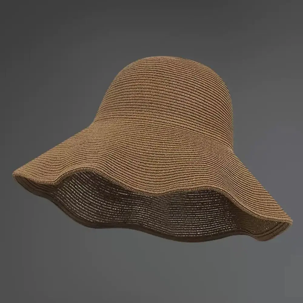 Foldable Straw Sun Hat Breathable Weave Wide Brim Bucket Sun Hat Travel Ready Sun Shade Wide Brim Hat Travel Outing
