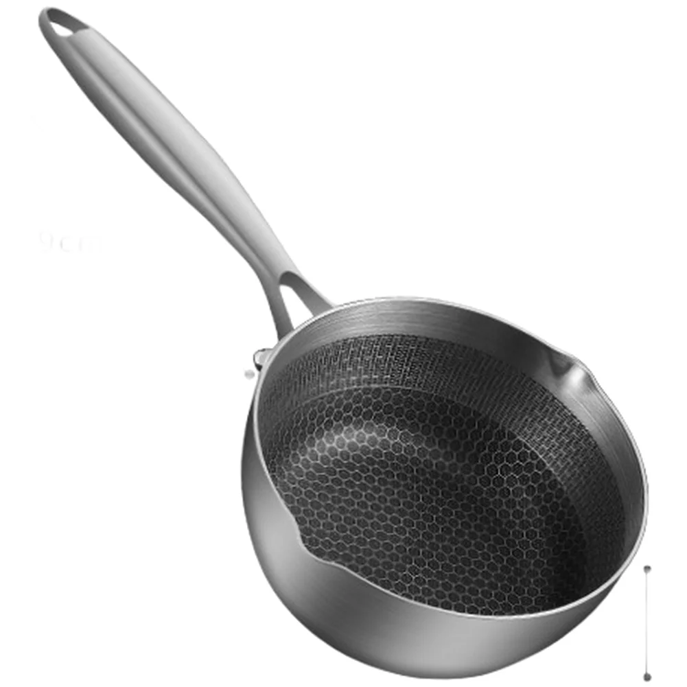 304 Stainless Steel Stockpot 18cm Milk Pan With Glass Lid Layer Bottom For Gas Electric Induction Stoves Home Cooking Silver