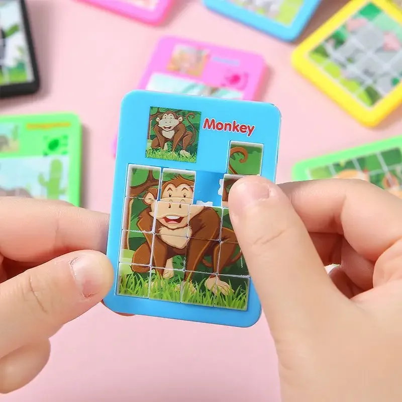 10-50 Pcs 7CM Cartoon Animal Puzzle Sliding Puzzle Kids Birthday Party Favors School Kindergarten Prize Guest Goodie Bag Fillers