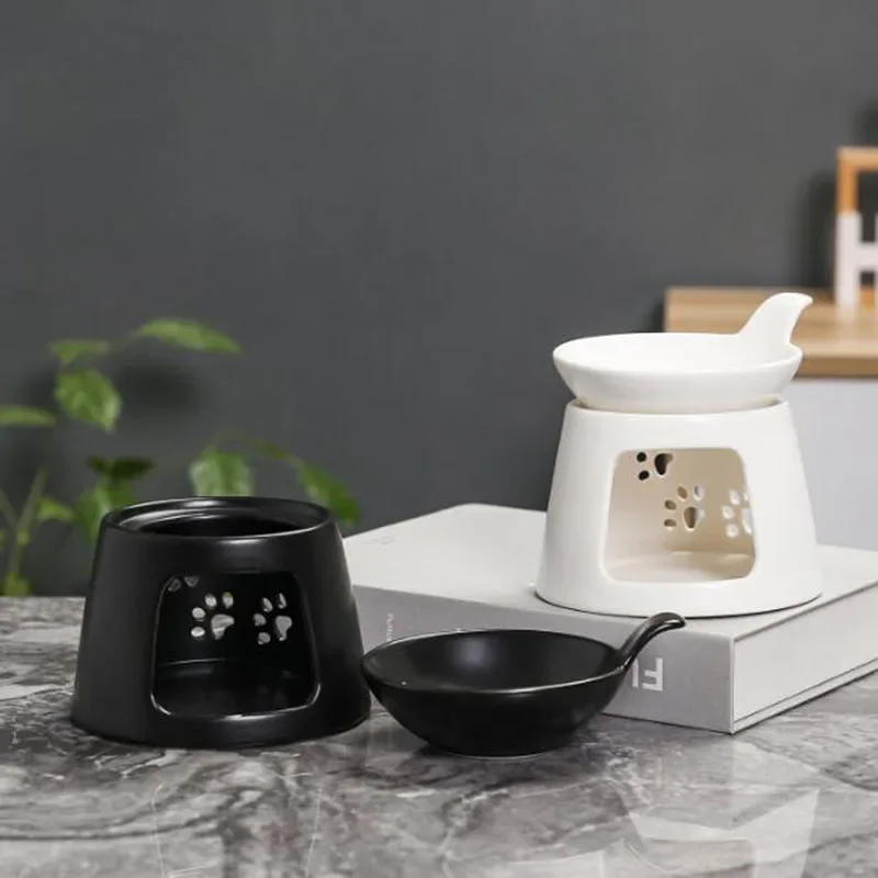 Porcelain Cute Hollow Animal Footprint Pattern Essential Oil Furnance Aromatherapy Burner Candle Holder Household Fragrance Item
