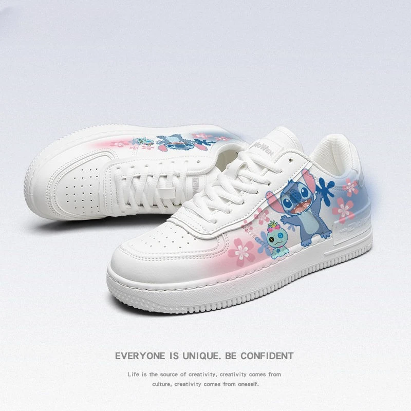 Cartoon Stitch Schoenen voor volwassen meisjes Witte sneakers Student Casual platte schoenen Lage staat wandelschoenen Dames sneakers