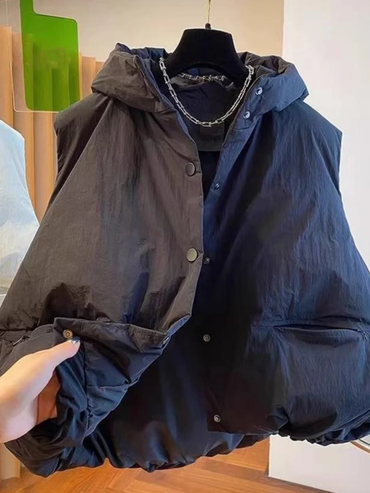 Jaet ort Thi – gilet à capuche en coton pour femme, vêtement chaud d'hiver, pour les déplacements, bouton unique, couleur Pure, 2024