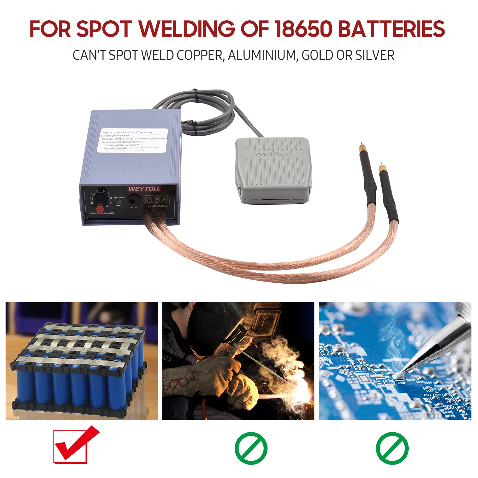 Spot Welder 5000W High Power Handheld Spot Welding Machine Portable 0-800A Current Adjustable Welders for 18650 Battery EU Plug