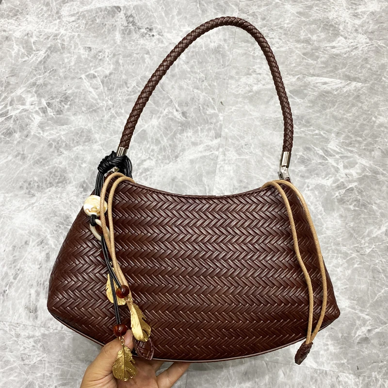 

Vintage Bags For Women Luxury Designer Handbags Purses 2025 New In PU Imitation Braided Embossed Pattern Small Underarm Shoulder