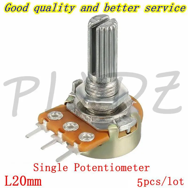 5PCS WH148 3pin B 1K 2K 5K 10K 20K 50K 100K 250K 500K 1M Pojedynczy potencjometr Długość wału 20 L20mm