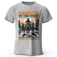 Men's Bandits of The West Printed T-Shirt 100% Cotton Oversized Street Graphic Tees for Men Women Summer Tops