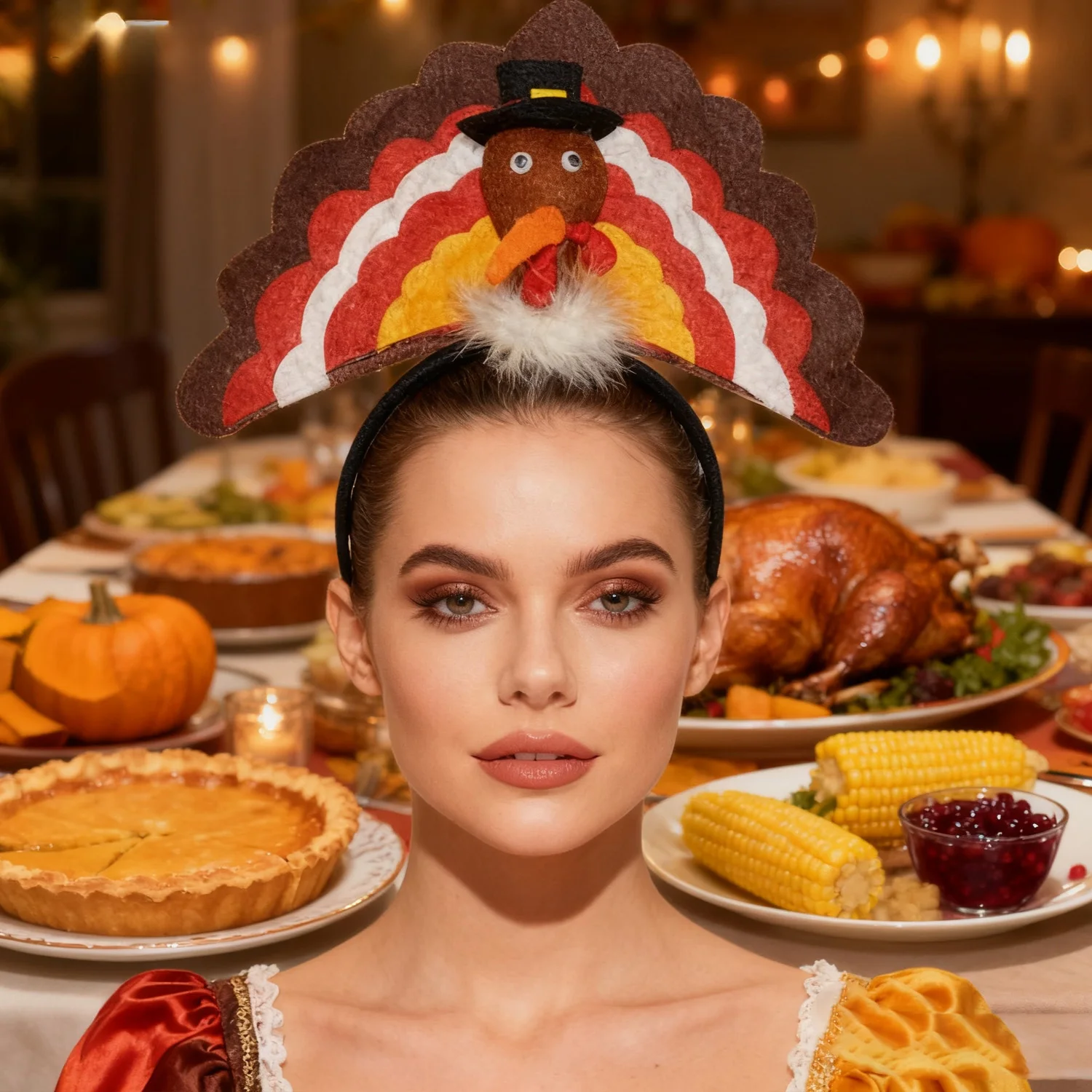 PESENAR Thanksgiving Festival Party Thanksgiving Costume, Thanksgiving Headband, Brown Turkey Headband