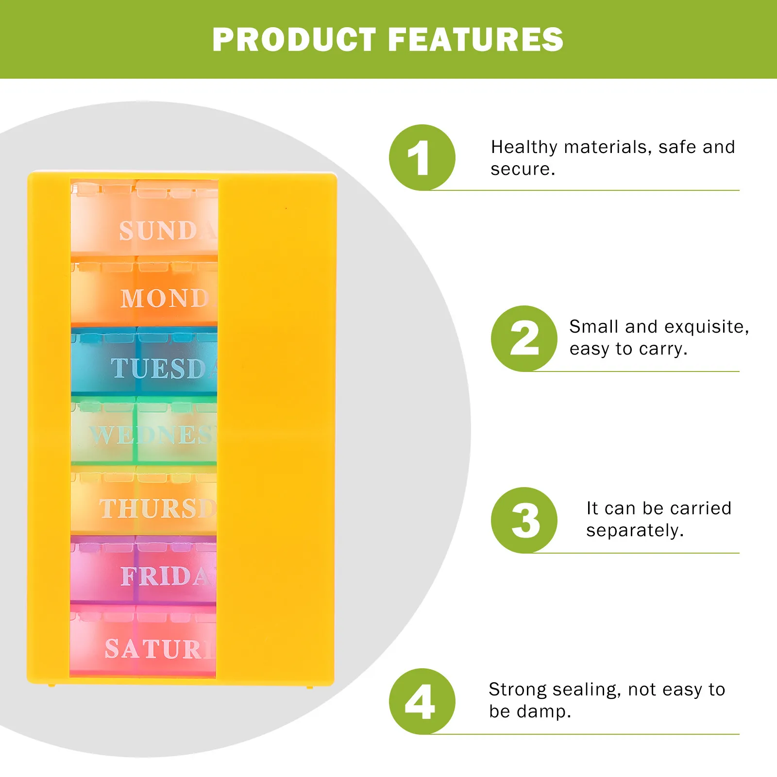1Pcs 21 Compartment Weekly Pill Box Portable Medicine Organizer 7 Day Schedule Flip Cover Labels Vitamin Supplement