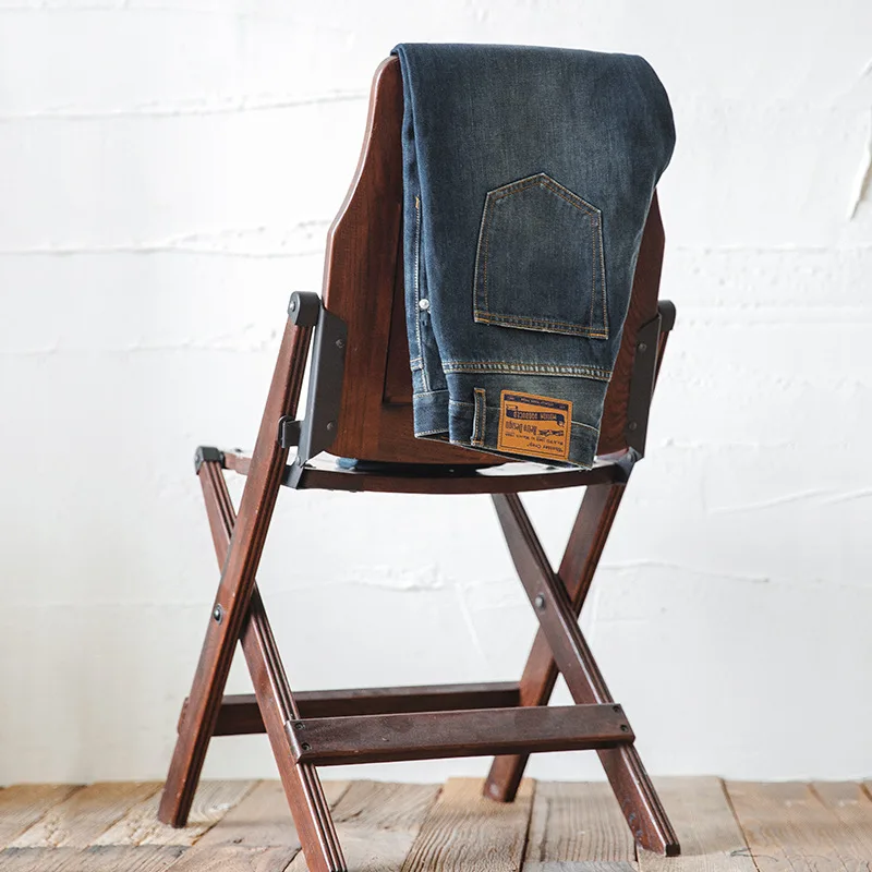 

Maden винтажные облегающие прямые джинсы с красными ушками, мужские весенне-осенние брюки с девятью очками, повседневные брюки на молнии со средней талией