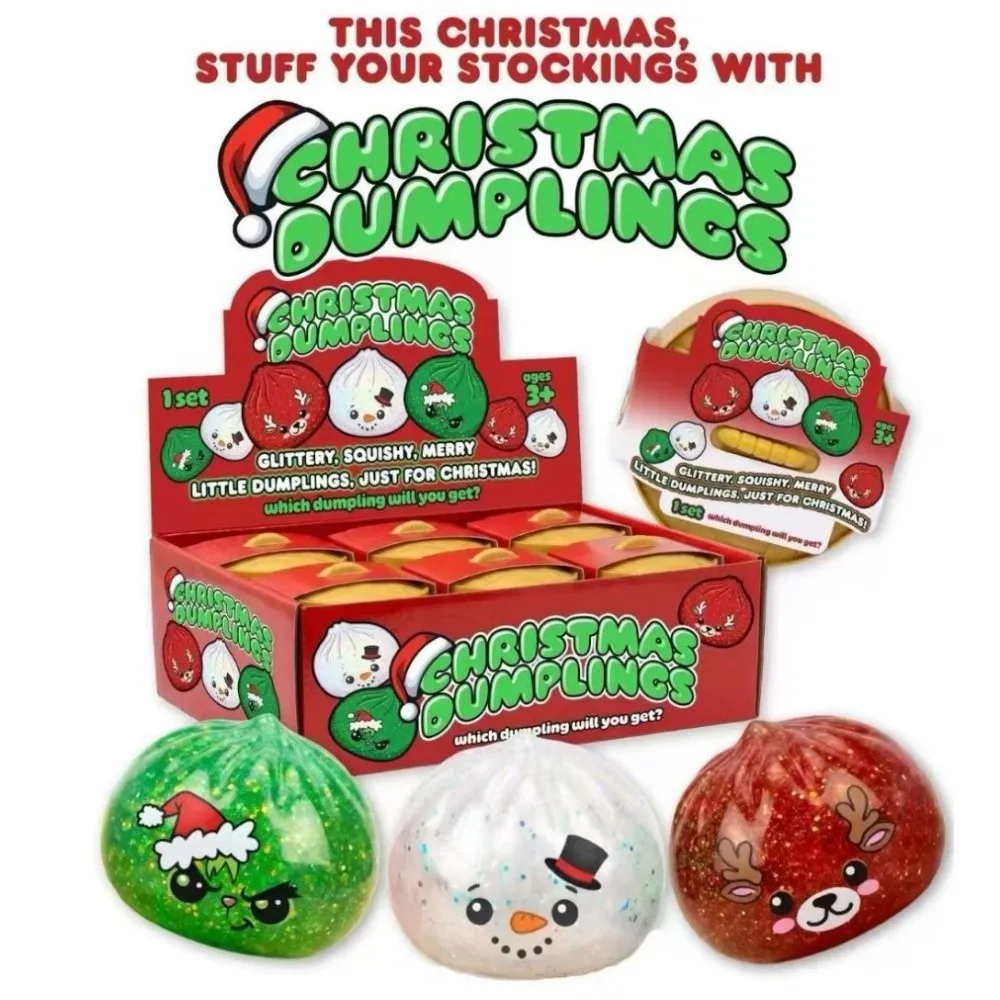 New Christmas Theme Pinch Dumpling TPR Santa Claus Squeeze Ball Snowman Elk Stress Relief Slow Rebound Holiday Gift