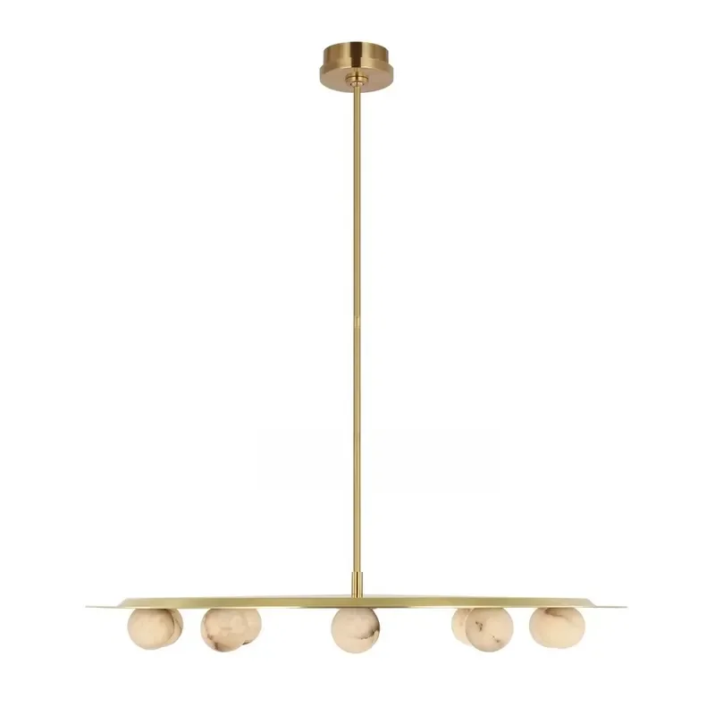 Natural Stone Marble Alabaster Round Chandelier for Living Room Elegant Pendant Lights