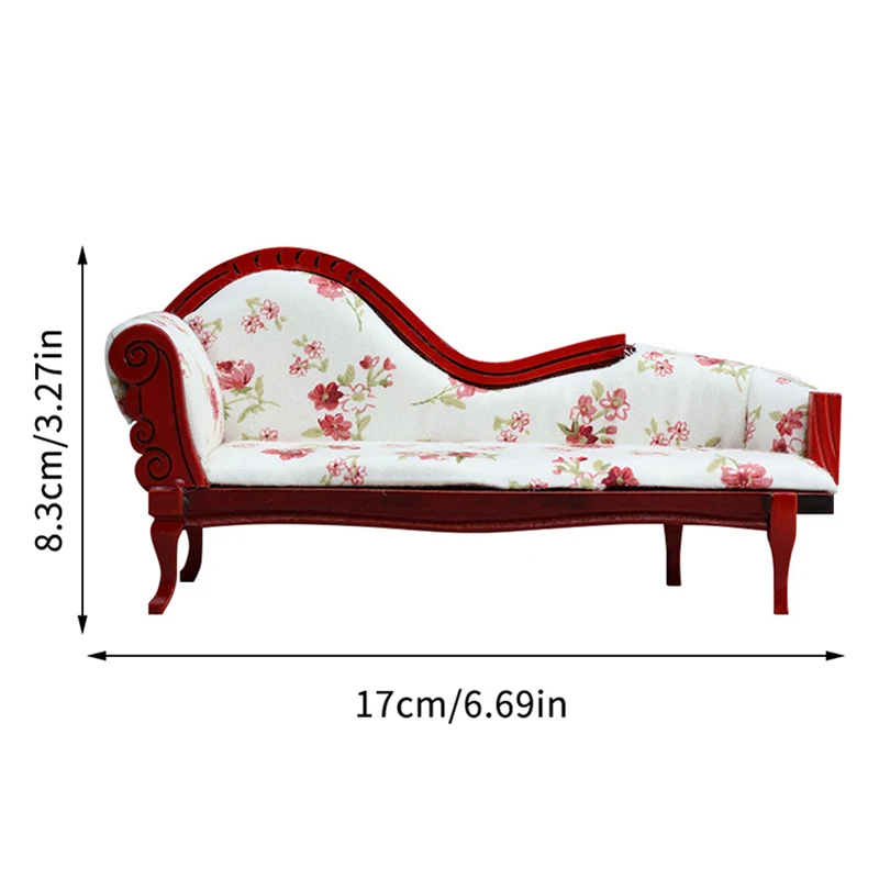 1:6/1:12 Dollhouse Miniature European Style Chaise Longue Sofa Chair Furniture Model Decor Toy Doll House Accessories