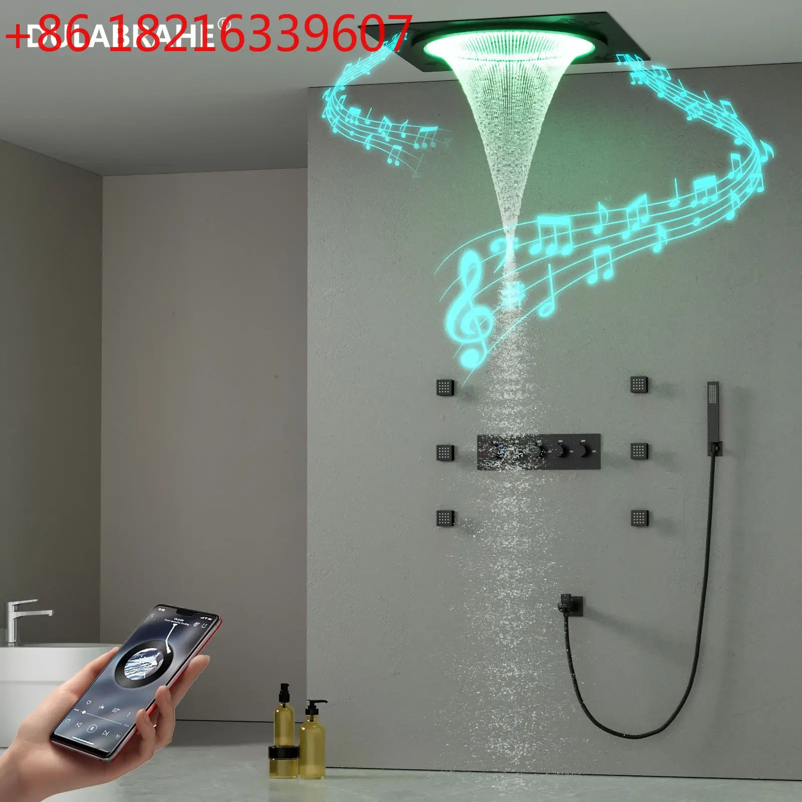 Concealed shower ceiling embedded 20 inch music LED shower set