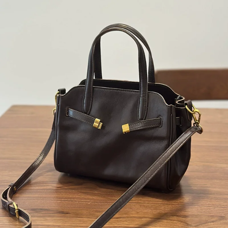 

2026 new leather women's bag tide Europe and America fashion first layer cowhide bag Boston single shoulder handbag for women