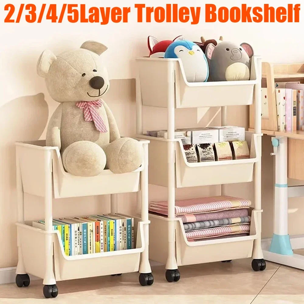 

2/3/4/5 Layers Trolley Bookshelf Kitchen Storage Rack Kitchen Corner Narrow Storage Cabinet Bathroom Living Room Home Organizer