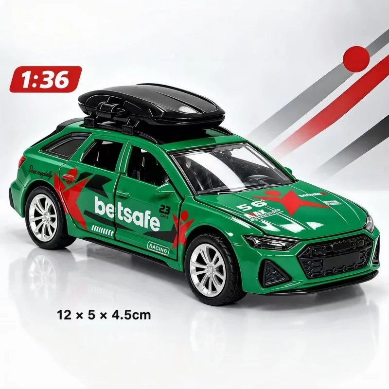 Alloy Station Wagon Car Model with Roof Box, Pull Back Diecast Vehicle, Openable Doors Collectible Simulation Car Ornament