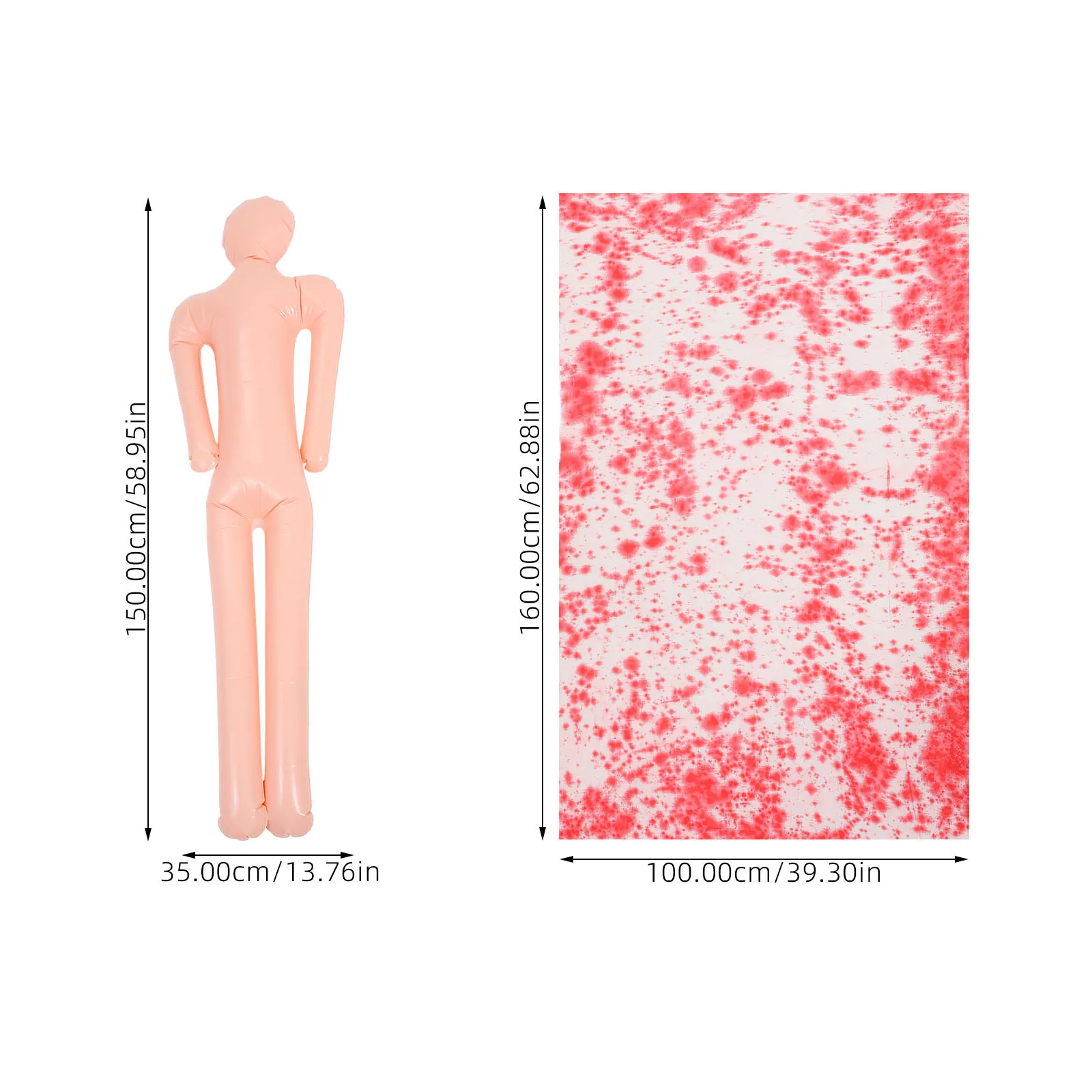1 set di decorazioni realistiche per cadaveri con panno insanguinato, gonfiabile, per Halloween, per feste in casa stregata, eventi spettrali all'aperto
