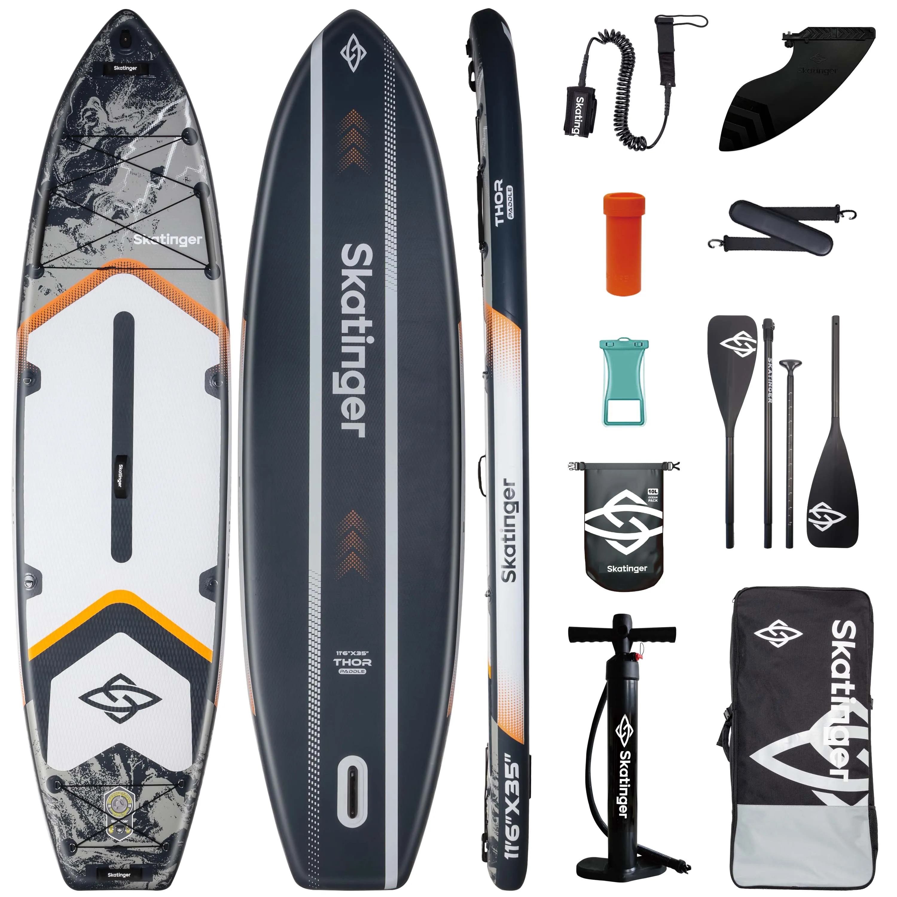 

Надувная доска для паддлбординга SKATINGER 11'6''x35''x6'' для взрослых, водонепроницаемая, для стоячего использования, SUP-доска с аксессуарами для водных видов спорта