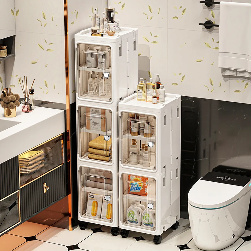 Bathroom foldable slit cabinet, bathroom storage cabinet, light luxury shelf, toilet side floor-standing storage cabinet