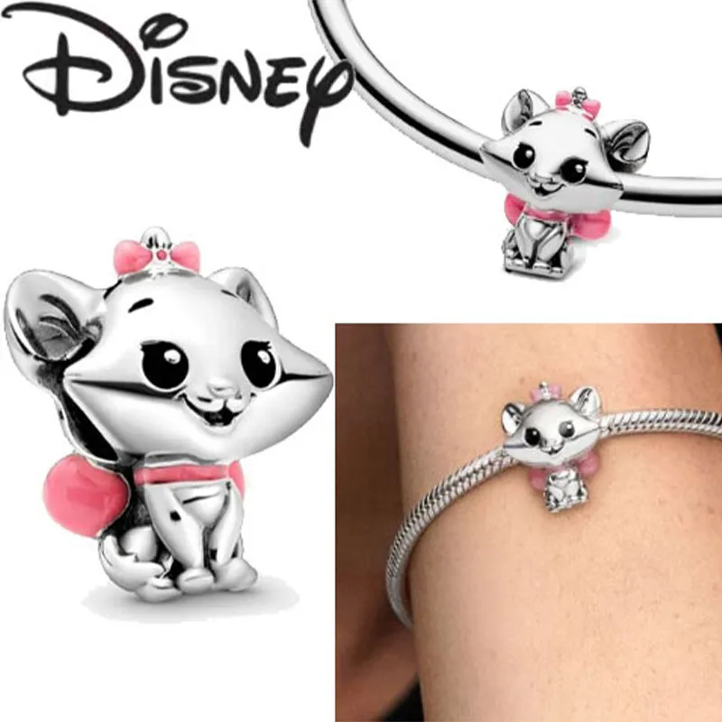 Disney 2024 new fashion creative mary cat beads for pandora original bracelet accessories senior fine charm jewellery wholesale