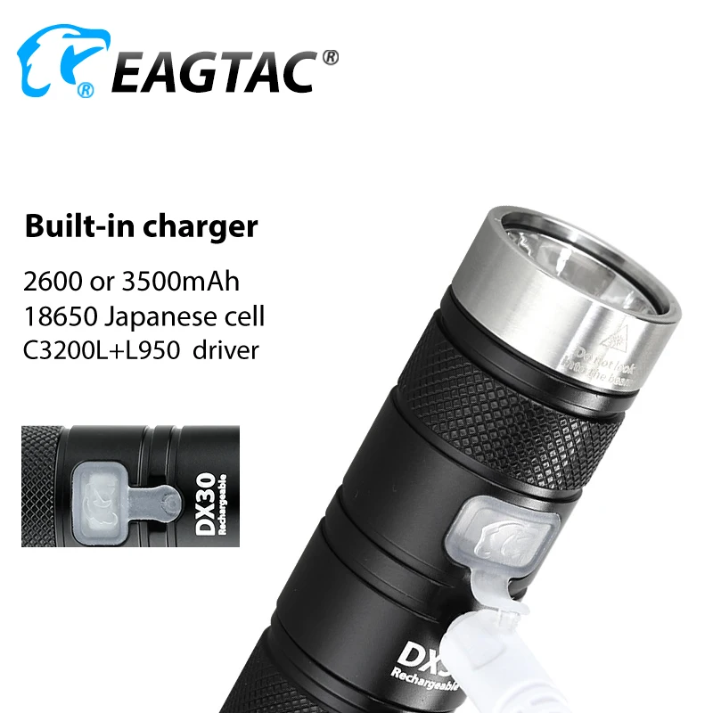 EAGTAC DX30LC2R USB قابلة للشحن XPL مرحبا التكتيكية مصباح ليد جيب رمي طويل 1160 LED لومينز 18650 بطارية شاحن يو اس بي متضمن