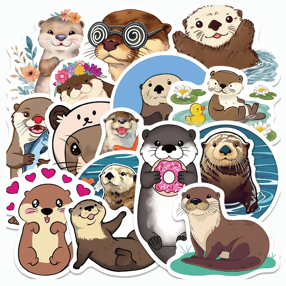 50PCS Funny Cartoon Otter Stickers Cute Marine Animals Decals For Skate Notebooks Fridge Laptop Suitcase DIY Graffiti Stickers