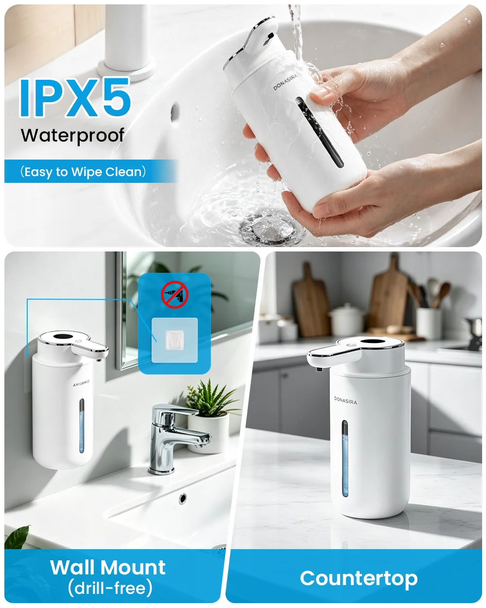 420ML Large Capacity HD Display 6-Levels Adjustable Foam/Liquid Control Touchless Electric Automatic Smart Sensor Soap Dispenser