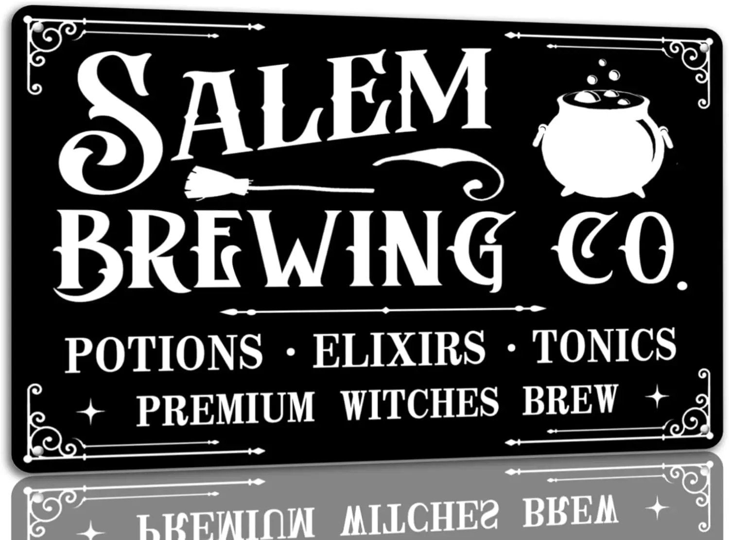 1p,Salem Brewing Co Tin Sign Halloween Metal Sign Vintage Spooky Decor Halloween Witch Decor Signs Gothic Halloween Decorations