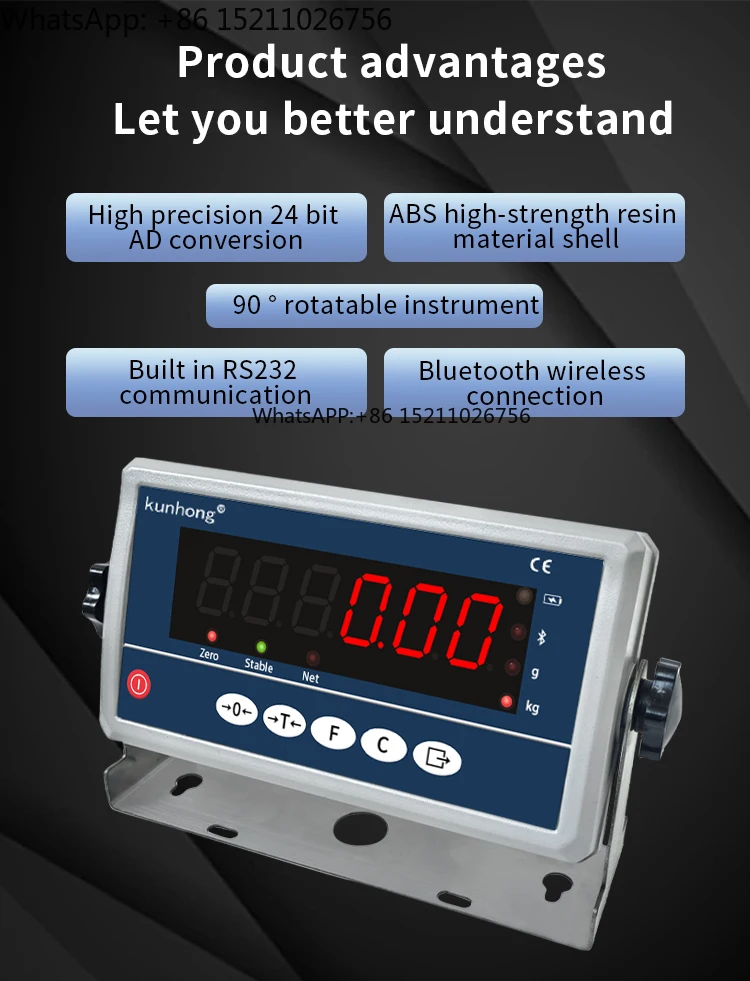 KH-2199-F1 Indicador de pesagem digital de comunicação com display LED de alta precisão para balança de piso