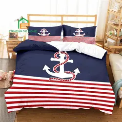 Nautical Anchor Pattern Duvet Cover Set Bedding for Aldult Kids Bed Set Game Quilt Cover Comforter Cover Bedding Set