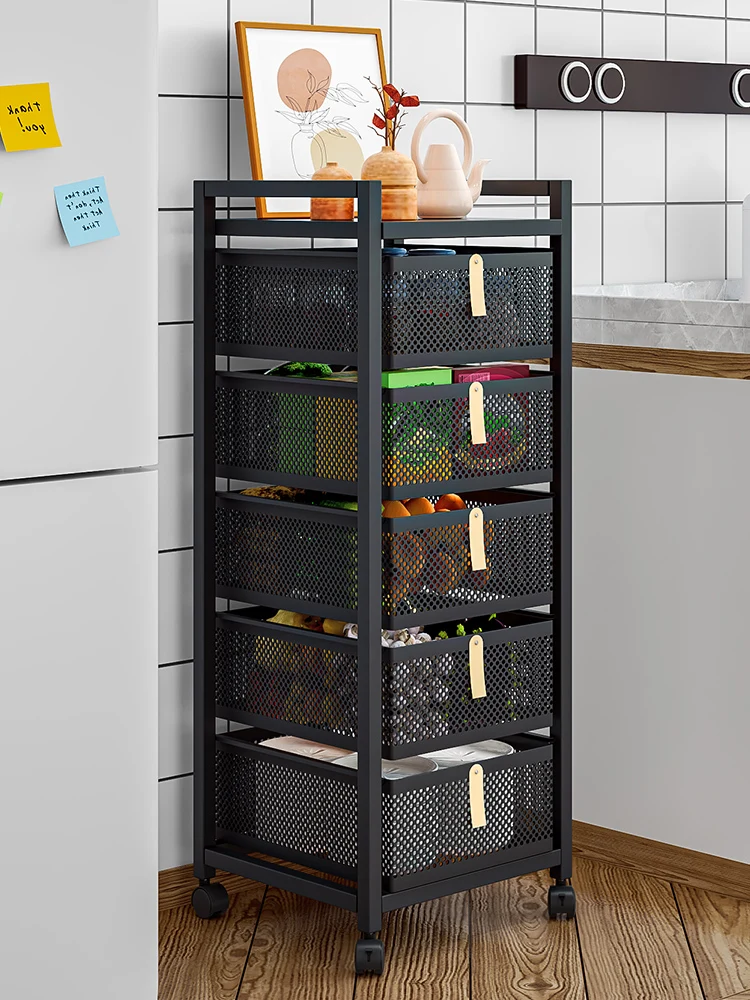 Trolley rack kitchen floor-to-ceiling bedroom multi-storey baby snacks mobile storage storage rack