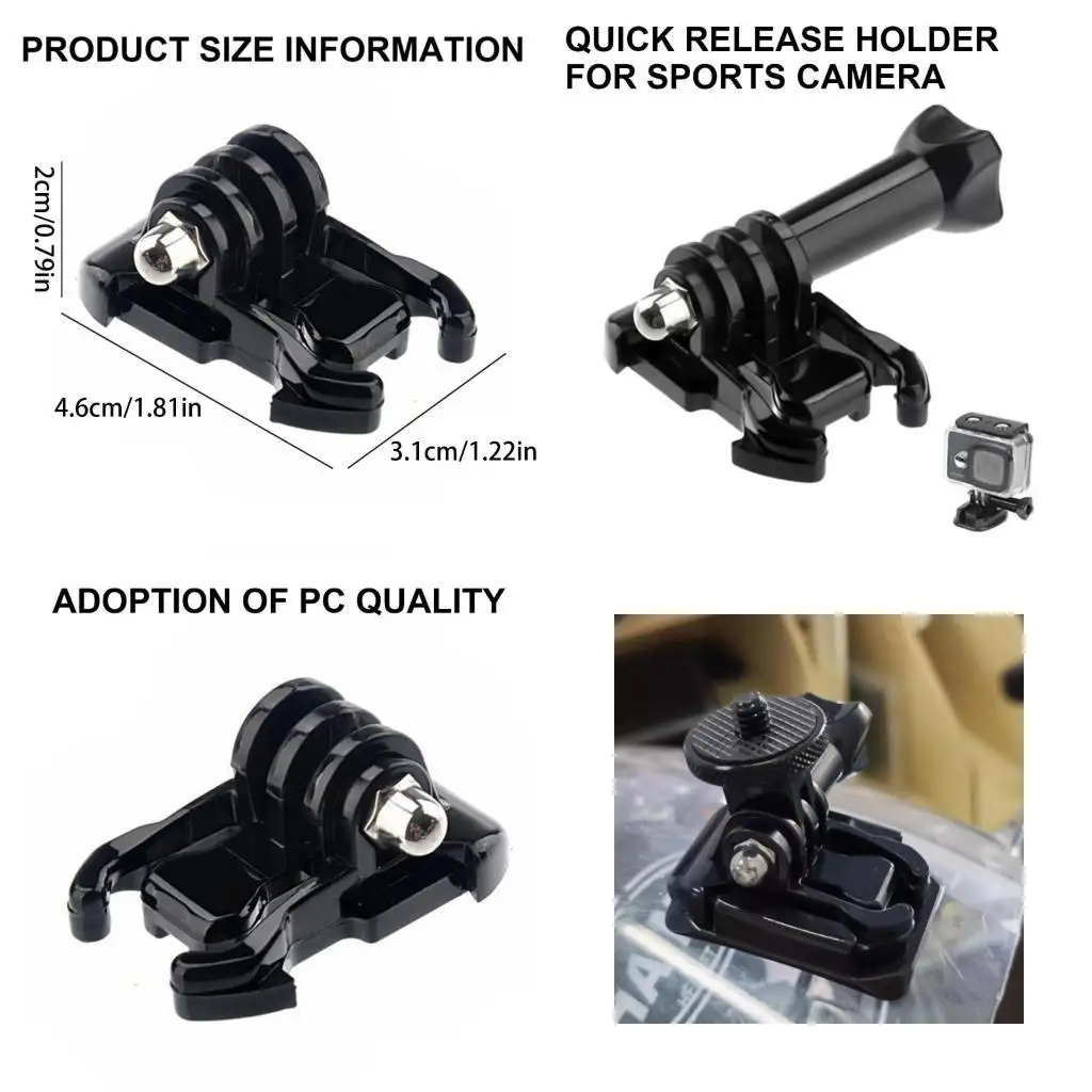 

Y1UB Multiple Angle Adjustable Quick Insert Camera Holder Quick Release Base Mount for Helmets Chest Harness, Adhesive Mounts