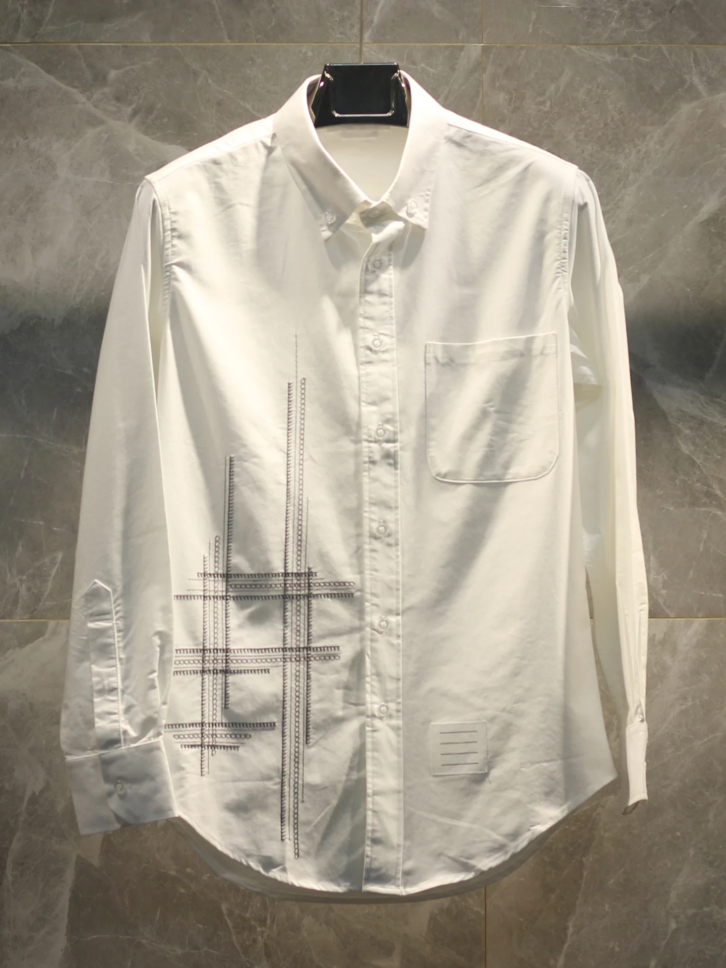 

Высококачественная мужская рубашка из оксфордской ткани с вышивкой, повседневная, весенне-осенняя, новая, модная, из смесового хлопка, с длинным рукавом