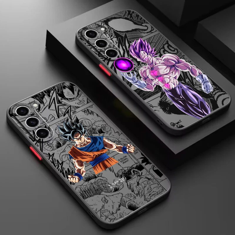 D-Dragon Ball Cartoon Cool Frosted Translucent For Samsung Galaxy S24 S23 S22 S21 S20 FE S10 S9 S8 Plus Ultra Pro 5G Soft