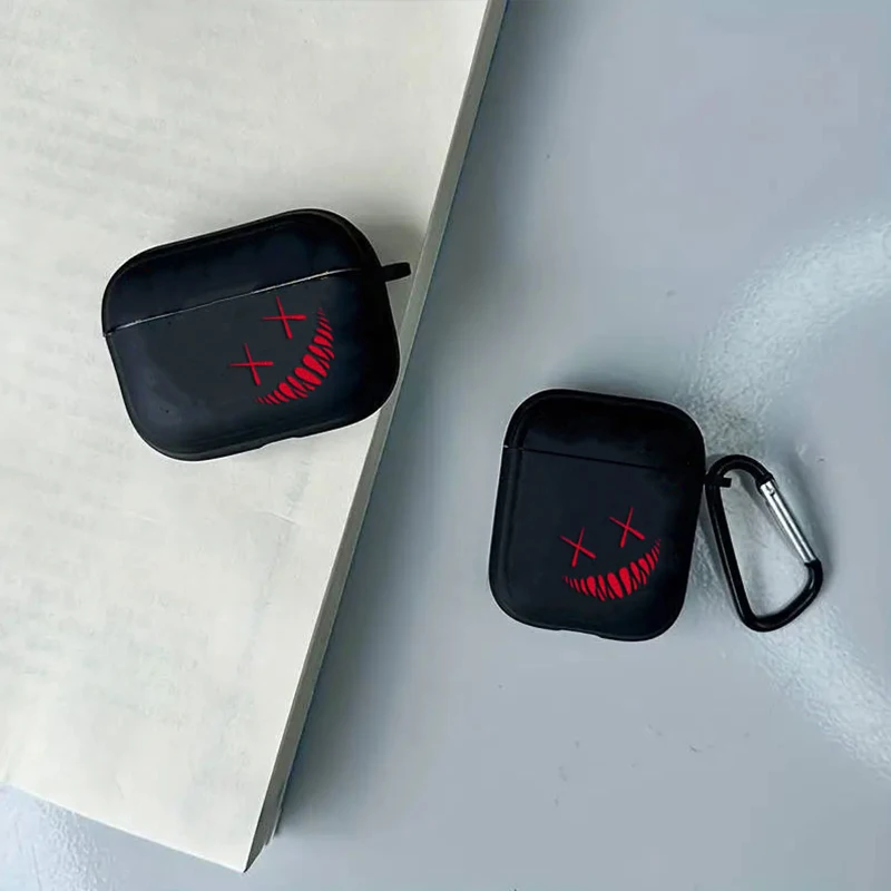 Rode Glimlach op het gezicht Airpods Case Oortelefoon Case voor Airpods 1 2 3 4 Pro 2 Generatie Airpod Case Cover Cadeau voor vriend