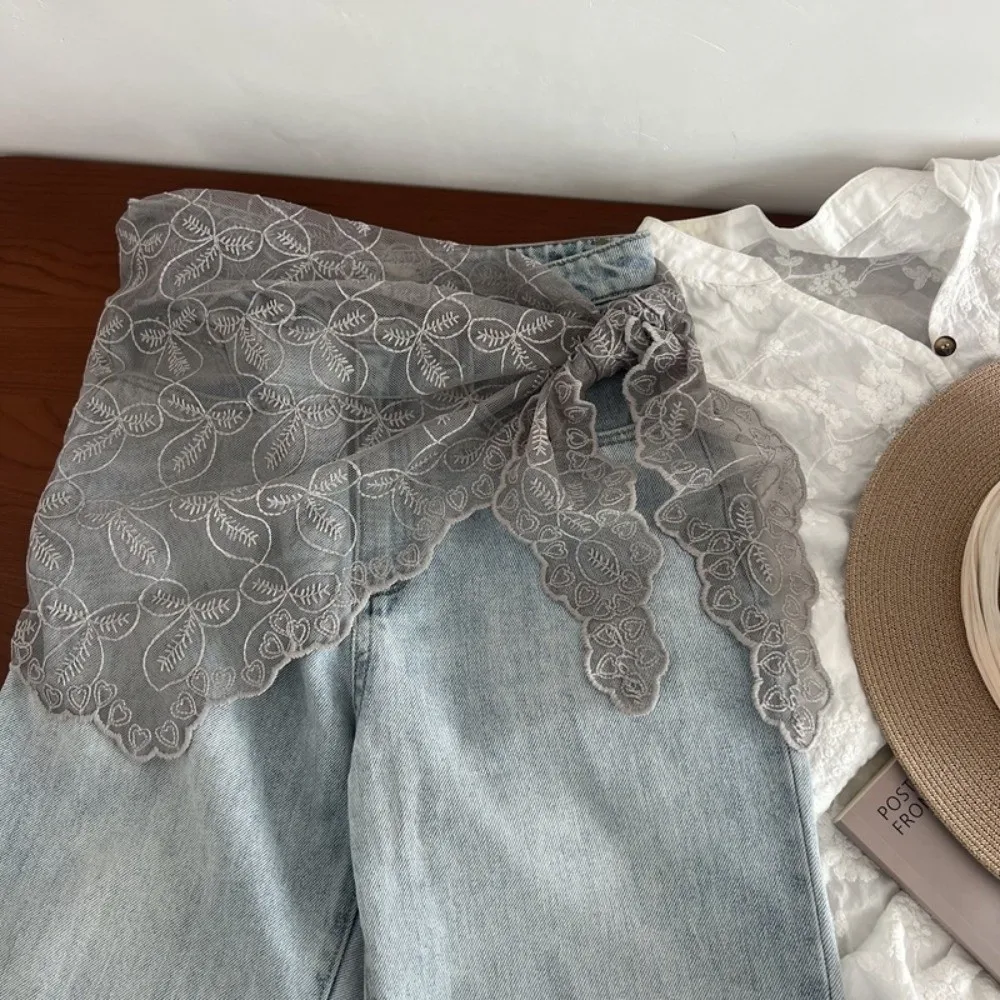 

Модная джинсовая юбка-фартук с кружевной отделкой в стиле Y2K, облегающая, универсальная, красивая, для женщин