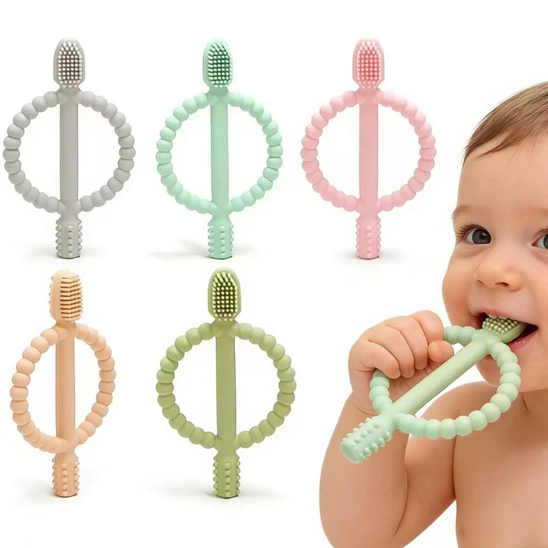 

1 шт. детская игрушка-прорезыватель с удобными ручками, силиконовое кольцо-прорезыватель без BPA, подходит для прорезывателей для малышей.