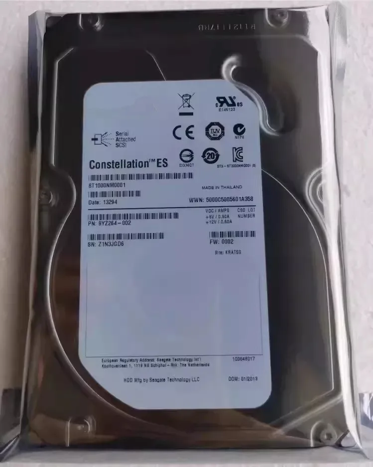 Для Seagate ST1000NM0001 1 ТБ 3,5-дюймовый жесткий диск SAS, 7200 об/мин, 64 МБ кэш-памяти, жесткий диск