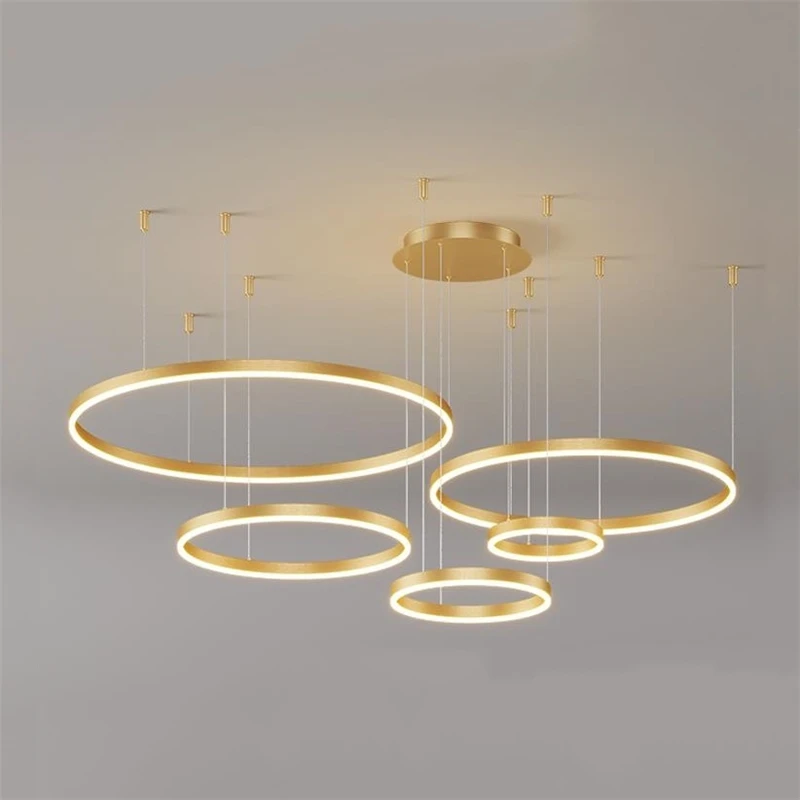 

Nordic Modern Chandelier Lighting Aluminum Ring Led Chandeliers Luxury Lustre Hanging Lamp Living Room Home Decor Light Fixtures