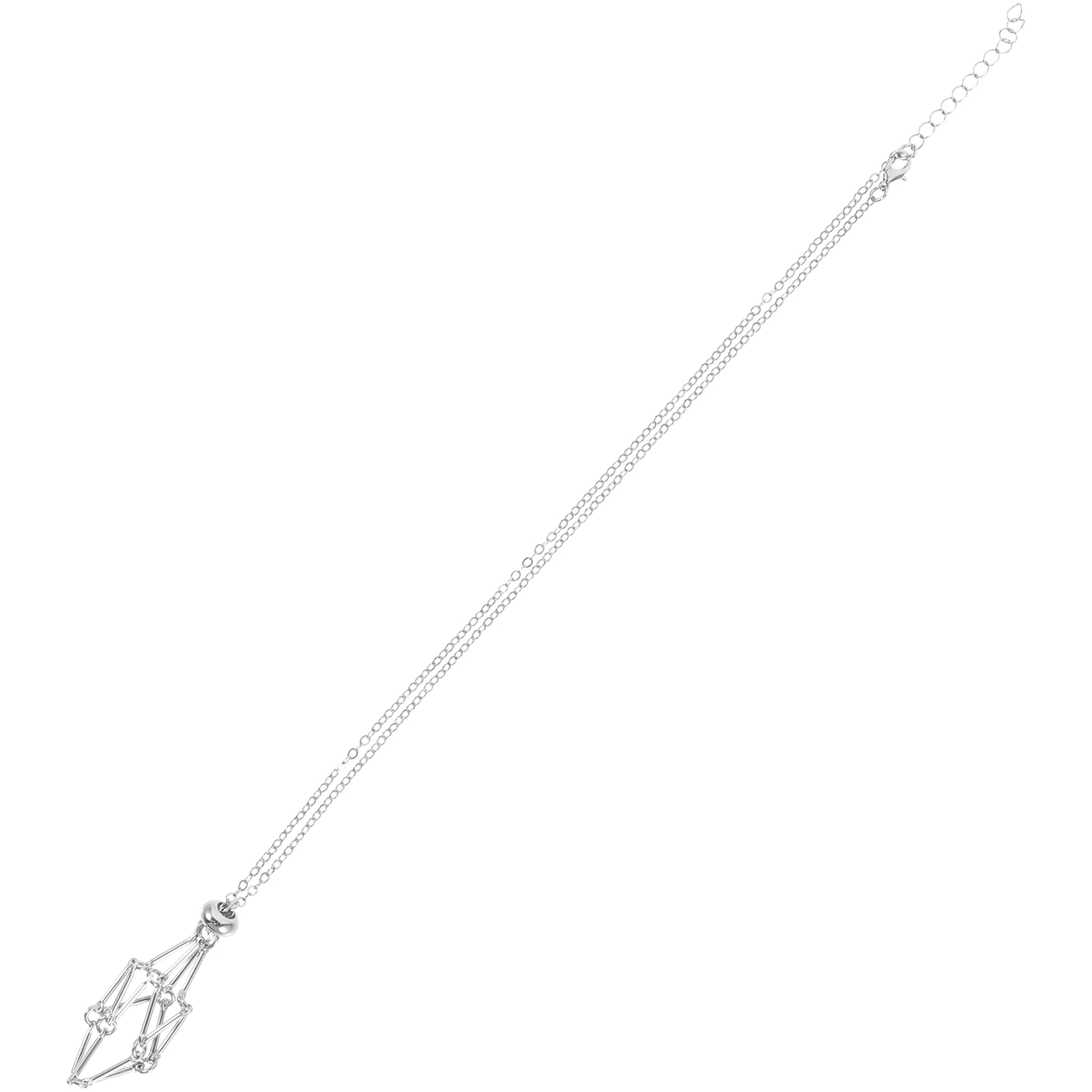 

Crystal Pendant Holder Necklace Adjustable Chain Decorative Hanging Metal Stone Cage DIY Gemstone Jewelry Retro Necklacestone