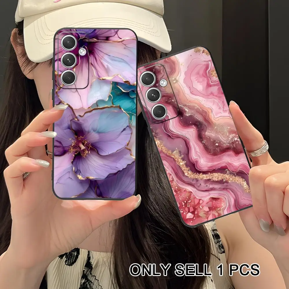 Pink Golden Phone Case for Samsung Galaxy S26 S25 S24 S23 S22 S21 S20 Note20 Plus FE Ultra Soft TPU Shockproof Cover