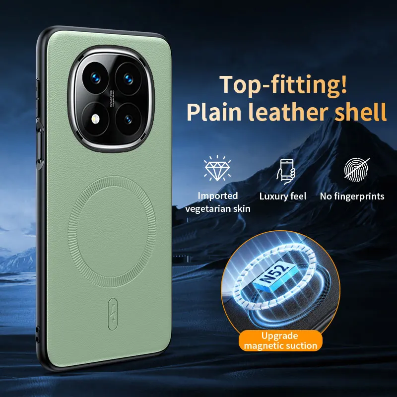 

Для Redmi 14C Note 14 Pro Plus 5G 4G защитный чехол для телефона с магнитной беспроводной зарядкой, силиконовые мягкие кожаные чехлы на заднюю панель